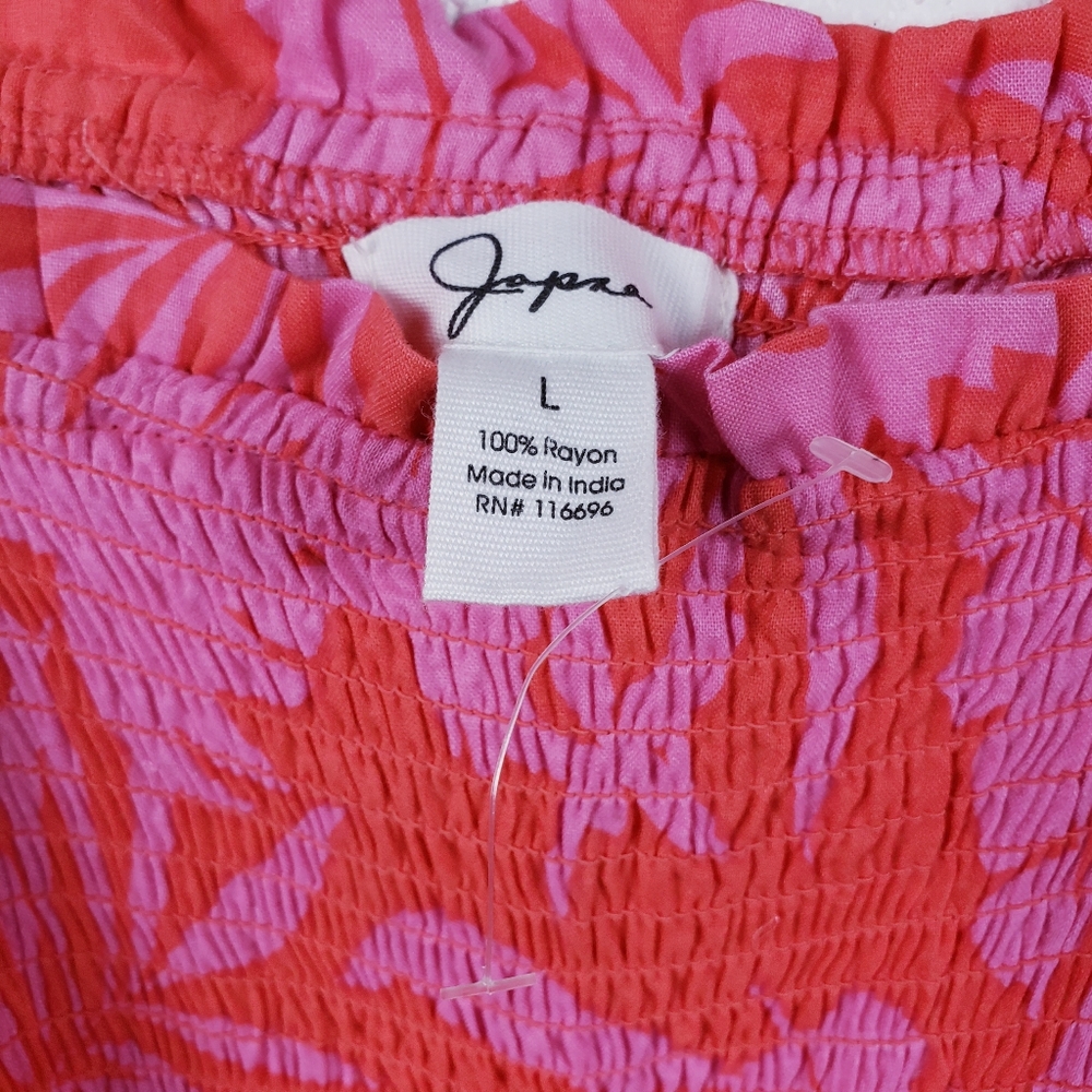 Japna Maxi Dress Tropical Cutout Ruched Top Pink Red Floral Size Large - Picture 9 of 9